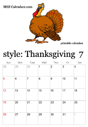 July Thanksgiving calendar