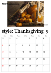 September Thanksgiving calendar