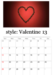 heart love theme calendar