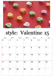 Valentine's Day candies, calendar to print