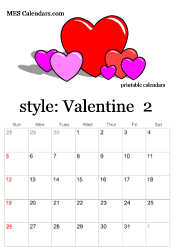 February love theme calendar