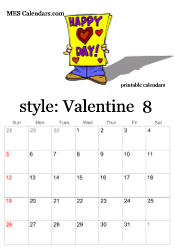 Happy valentine's Day calendar template